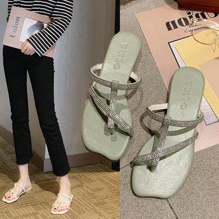 Rhinestone Accent Toe Loop Sandals