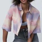 Short-sleeve Tie-dye Print Crop Shirt