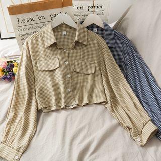 Loose-fit Checker Crop Shirt