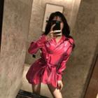 Long-sleeve Asymmetric Sashed Shirt