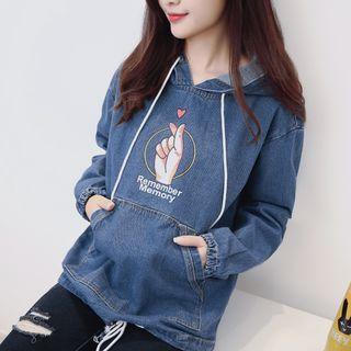 Couple Matching Printed Denim Hoodie