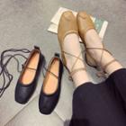 Lace-up Faux Leather Flats