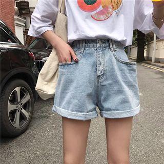 Roll-up Loose-fit Denim Shorts