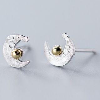 925 Sterling Silver Moon Earring 1 Pair - Earrings - As Shown In Figure - One Size
