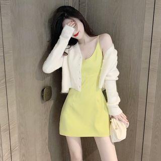 Cardigan / Mini A-line Tank Dress