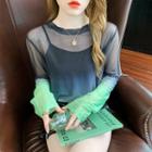Long-sleeve Gradient Mesh T-shirt