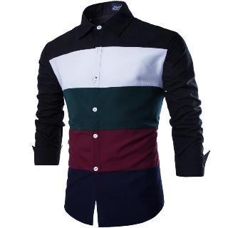 Long-sleeve Color Block Shirt