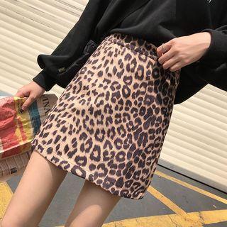 Mini A-line Leopard Print Skirt