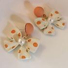Polka Dot Bow Faux Pearl Dangle Earring 1 Pair - Orange & White - One Size