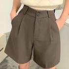 Puff-sleeve Knit Top / Wide-leg Dress Shorts