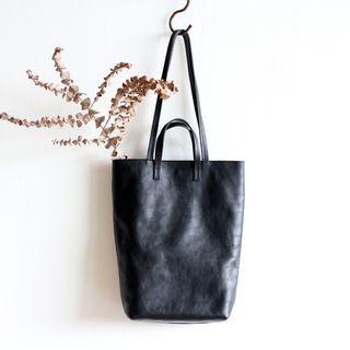 Genuine Leather Tote Bag Black - One Size