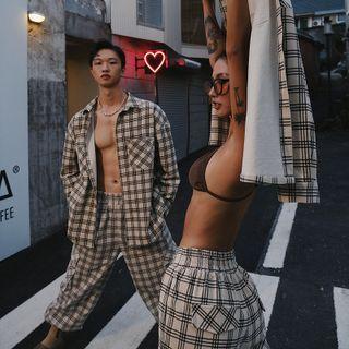 Plaid Shirt Jacket / Sweatpants