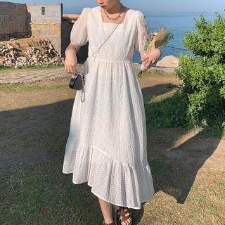 Square-neck Puff-sleeve Mermaid Dress