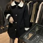 Contrast Collar Coat Black - One Size
