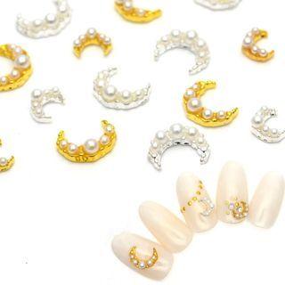 Rhinestone / Pearl Moon Nail Art Decoration