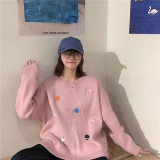 Long-sleeve Planet Embroidered Sweater