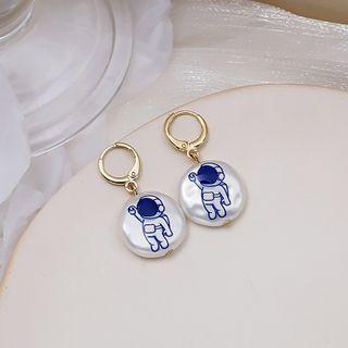 Astronaut Faux Pearl Dangle Earring 1 Pair - E4203 - Blue Astronaut - White - One Size