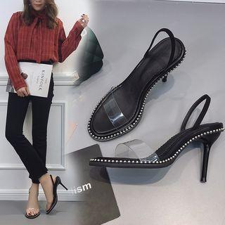 Studded Transparent Strap High-heel Sandals