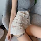High Waist Denim Cutout Shorts