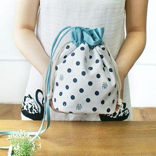 Dotted Print Drawstring Pouch