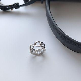 925 Sterling Silver Hoop Link Open Ring K618 - Silver - One Size