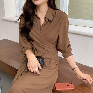 Midi Wrap Shirt Dress