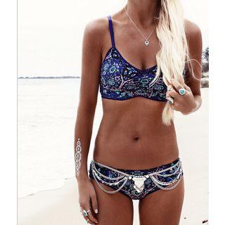 Lace Panel Printed Bikini