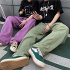 Couple Matching Plain Wide-leg Jeans