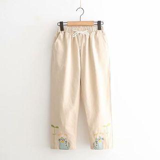 Car Embroidered Loose Fit Pants