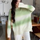 Tie-dyed Mohair Sweater Green & Beige - One Size