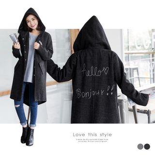 Hello Bonjour Hooded Wool Coat