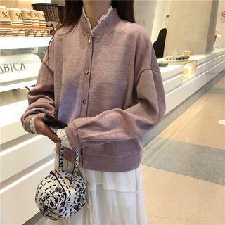 Lace Trim Corduroy Cardigan