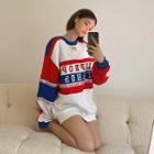 Color-block Neoprene Sweatshirt Ivory - One Size