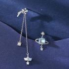 Non-matching 925 Sterling Silver Star & Planet Dangle Earring