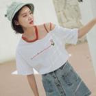 Short-sleeve Cold-shoulder T-shirt White - M