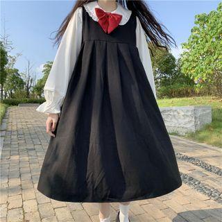 Plain Shirt / Bow / Overall Dress / Set