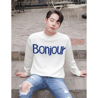 Bonjour Letter Loose-fit Knit Top
