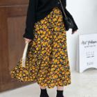 Medium Long Floral High-waist Skirt