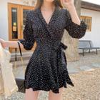 Polka Dot Surplice-wrap Minidress