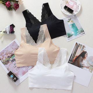 Lace Trim Padded Crop Tank Top