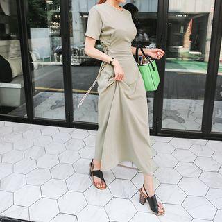 Lace-up Side Maxi T-shirt Dress