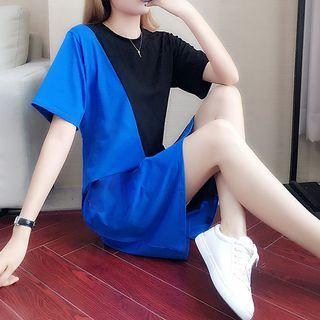 Two-tone Midi A-line T-shirt Dress