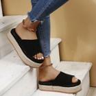 Peep-toe Platform Flat Slide Sandals
