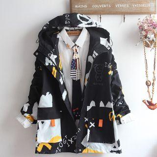 Cartoon Print Hooded Jacket / Shirt / Set