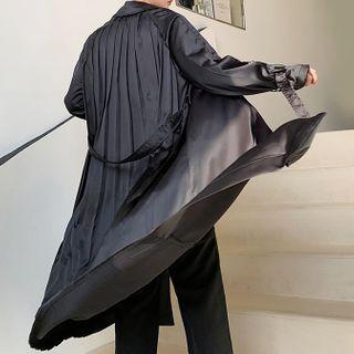 Single-breasted Sashed Satin Jacket