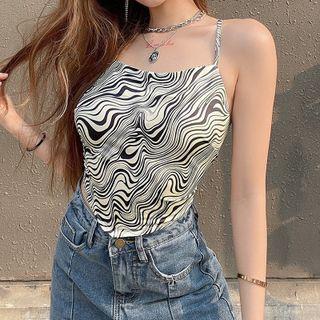 Zebra Print Open-back Cropped Camisole Top