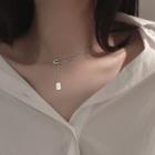 925 Sterling Silver Safety Pin Pendant Choker Xl0674 - Silver - One Size