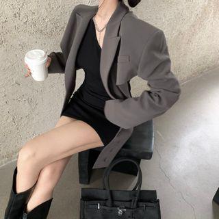 Details Cropped Light Blazer / Cutout One-shoulder Mini Dress