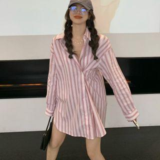 Irregular Striped Shirt Stripe - Pink & White - One Size