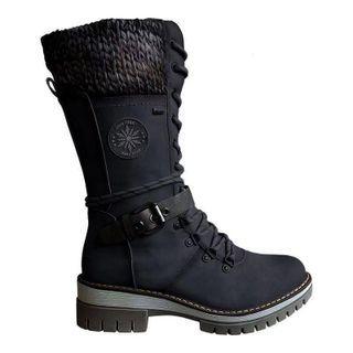Block-heel Lace-up Mid-calf Boots